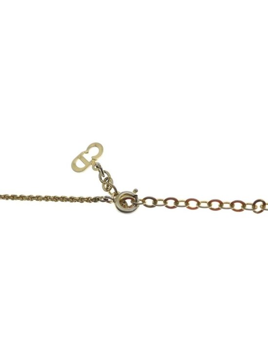 Vintage Dior Necklace – Gold CD Logo Charm With Rhinestone  Dior Cdlogo Line Stone Necklace Pendant Chain Gold